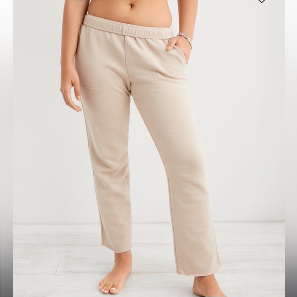 AERIE TAN SLOUCHY FLEECE SWEATPANTS SIZE MEDIUM - Picture 6 of 9